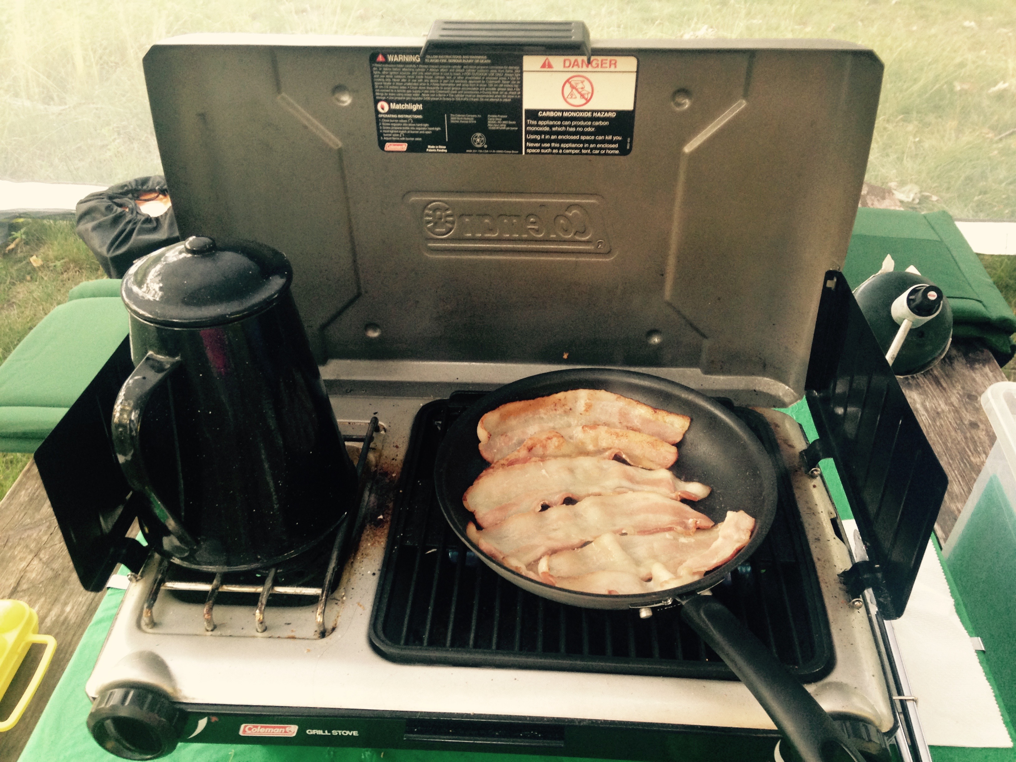 my coleman stove that I love dearly! Makes cooking so easy when camping! 