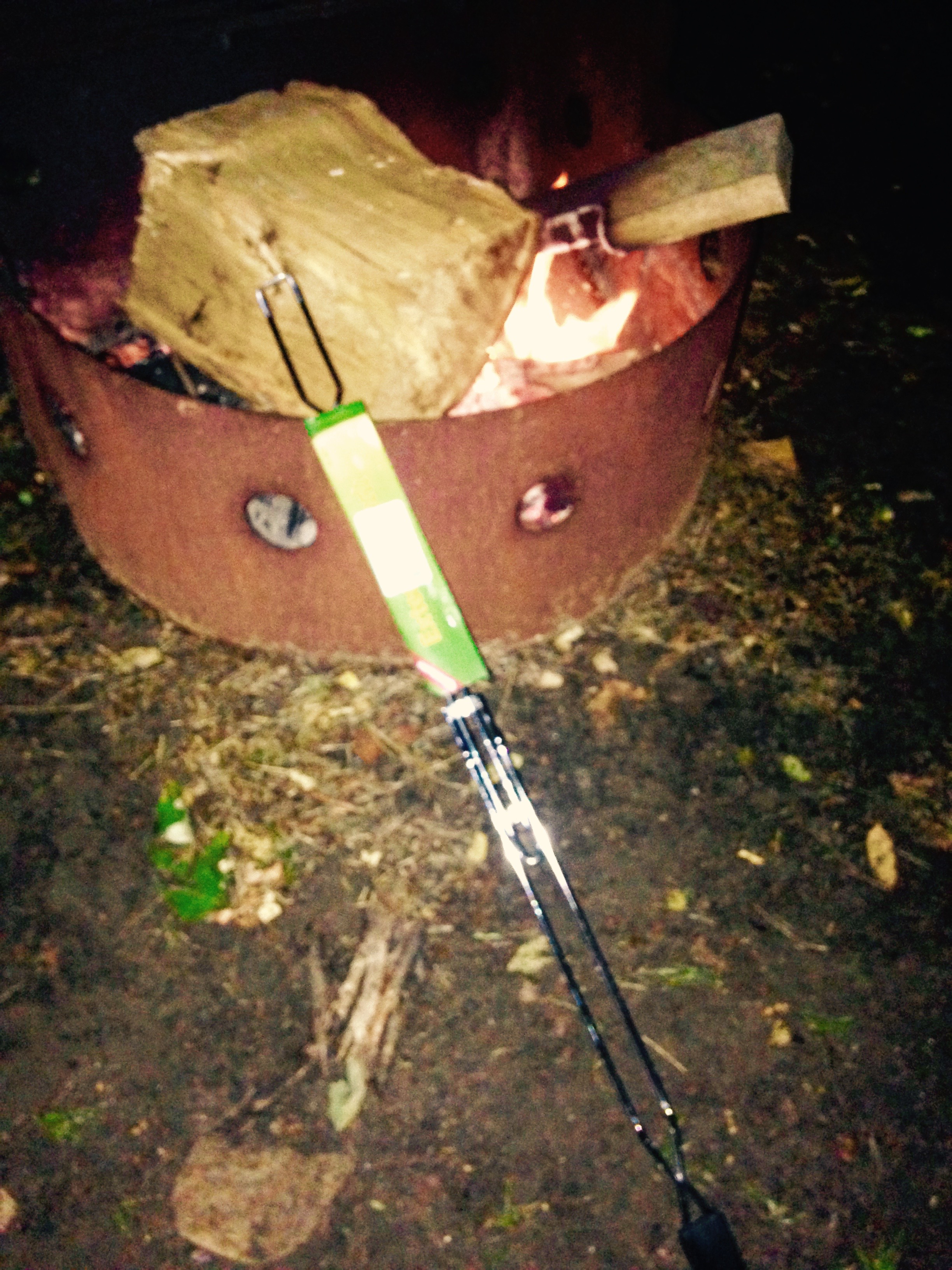My NEW Coleman roasting stick purchased at the camp store, mine burned up in the fire Friday night accidentally :( 